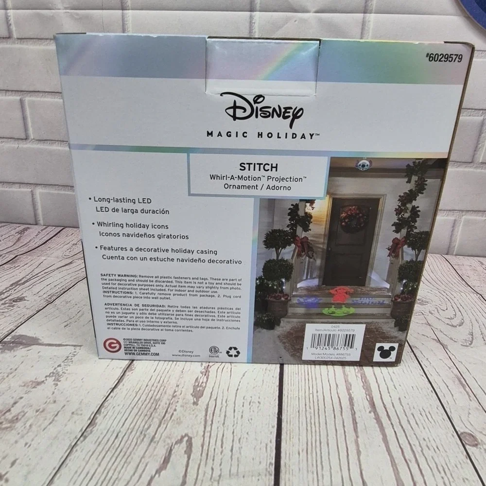 Disney Magic Holiday Stitch Whirl-a-Motion Hanging Projection Ornament NEW